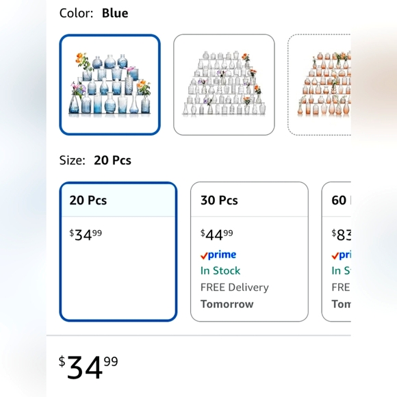 Set of Blue Glass Vases - Picture 3 of 5